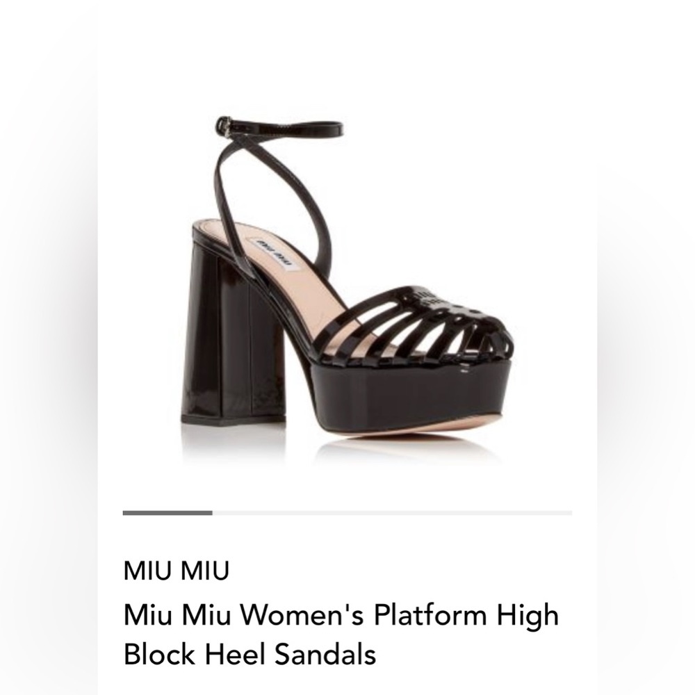 MIU MIU Women’s Platform High Block Heel Sandals. Nero. Size:9.5 US/39.5 EU. NWT
